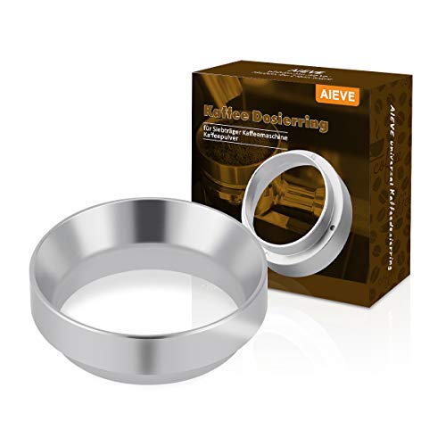 Koffie Doseerring, AIEVE 58mm Universele Aluminium Portafilter Doseertrechter voor Espresso Koffiemachine Bouwkom Koffiepoeder (Zilver)