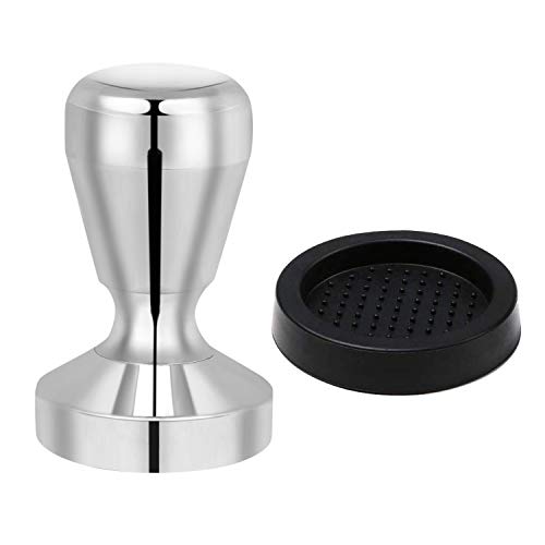 Vicloon Stamper, 51 mm Koffiestamper incl. 60 mm Siliconen Mat, 304 Roestvrijstalen Espresso Stamper voor Filterdrager Koffiemachine, Intensief Koffiegenot Dankzij Espresso Stempels