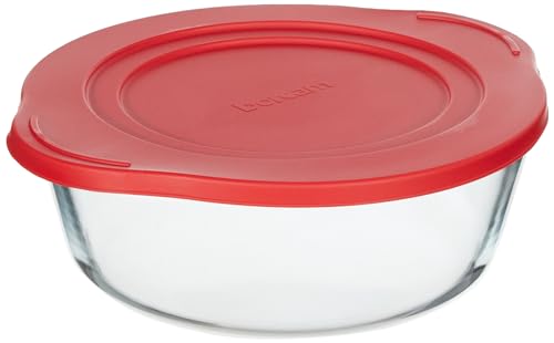 PASABAHÇE Borcam Ronde Ovenschaal met Deksel, Rood/Helder