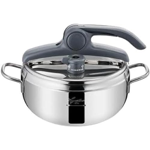 Lagostina Irradial Control Lagoeasy'UP 3,5 l snelkookpan van roestvrij staal 18/10, Ø 22 cm, voor inductie en gas, vereenvoudigd openen van het deksel, met 3-laagse Irradial-Plus-bodem, metallic
