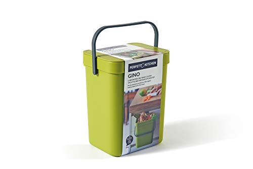 Perfetto Kitchen Gino afvalemmer voor vocht, organisch, om op te hangen, kleur mos, 5 liter, kunststof, groen