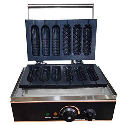 Wafelmachine, 1500 W, wafelijzer, 6 stuks, lolly waffle hotdog maker, wafelijzer voor wafelijzer, voor wafelijzer, make-up en sausage corn bakken anti-aanbaklaag