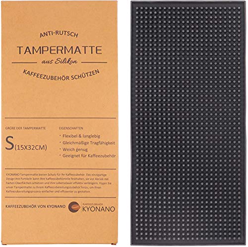 KYONANO Tampermat, tamping mat van premium siliconen, koffiestampermat, antislip, koffiestammat, espresso stampermat voor zeefdragers, sabotage legger, 15 x 32 cm (zwart)