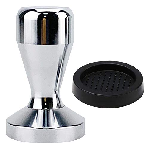 BEYAOBN Koffiestamper, 51 mm stamperset, espressostempel, roestvrij staal, met siliconen tampermat voor koffie en espresso, aanstampen, barista