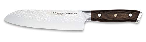 3 Claveles Kimura Santoku mes, keukenmes, multifunctioneel mes, keukenmes, originele keukenhulp voor Aziatische keuken, vlees, vis en groenten, 17,5 cm 7 inch lemmet