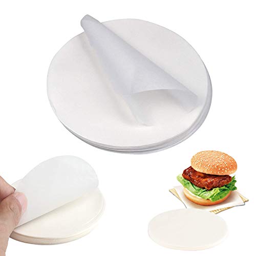 YOUYIKE 500 vellen papier met antiaanbaklaag, rond, bakpapier, voor burgers, cheeseburgers, vleesballen, pan en barbecue