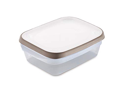 Stefanplast, koelbox, 1,2 l, vershouddoos, deksel wit, transparant en taupe