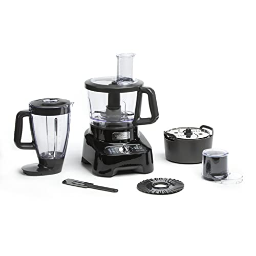 Moulinex DoubleForce FP821811 multifunctionele robot, 1000 W, 28 functies, kom 3 l, blender 2 l, hakmolen, schijven voor raspen en snijwerk, titanium roestvrijstalen messen, keukenmachine