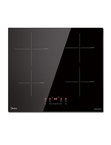 Midea 7400 W inductiekookplaat met 4 kookzones, inbouw, keramische kookplaat, bedrading, aanraakbediening, automatische uitschakeling, kinderbeveiliging