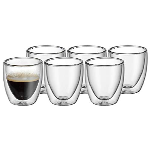 WMF 901402000 Cult Espresso Set 6-delige dubbelwandige glazen 80 ml, thermoglazen, hittebestendig, vaatwasmachinebestendig