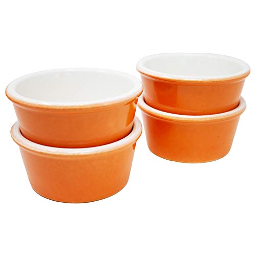 ToCi Ovenschalen set van 4 keramiek 185 ml dessertkommen oranje voor crème brûlée Ragout Fin Tapas overbakken magnetron- oven- en vriesbestendig