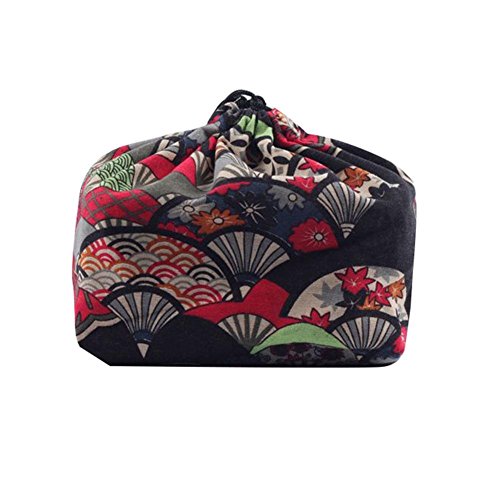 Japanse stijl Lunchbox tas-Tote Pouch Draagbare Lunchbox Opslag Reizen Picknick Thee Sets Bag-Katoen En linnen Materiaal Vouwen Lunch Koelbox Geïsoleerde Cooler Tote Bag (A)