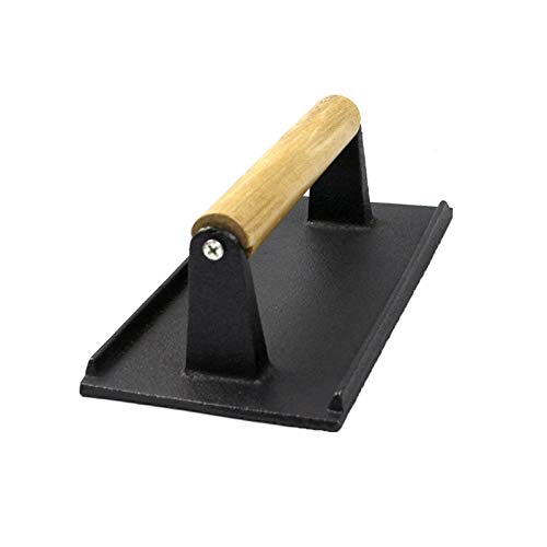 Serviesgoed bord avondeten barbecue hulpmiddel gietijzer houten handvat steak plaat Professional vlees Press Grill Fried vlees gebakken inktvis steak x (Color : Black)