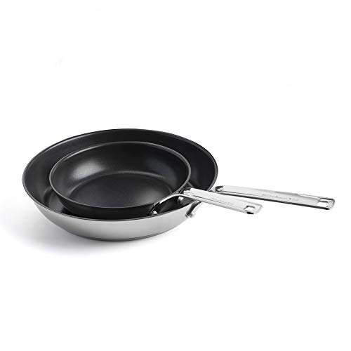 KitchenAid RVS 2-delige Koekenpannenset (20/28 cm) met antiaanbaklaag |Geschikt voor inductie, vaatwasmachinebestendig en ovenvast