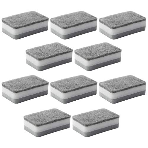 UPKOCH 10 stuks afwasspons, reinigingsspons, keuken, potspons, topreiniger, keukenspons, poetsspons voor barbecue, servies, pan, pan, grijs