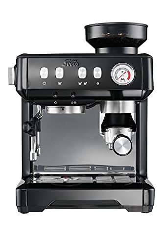 Solis Grind & Infuse Compact 1018 - Espressomachine met Geïntegreerde Koffiemaler, Theemaker en Melkopschuimer - Halfautomatische Roestvrijstalen Koffiezetapparaat - Zwart