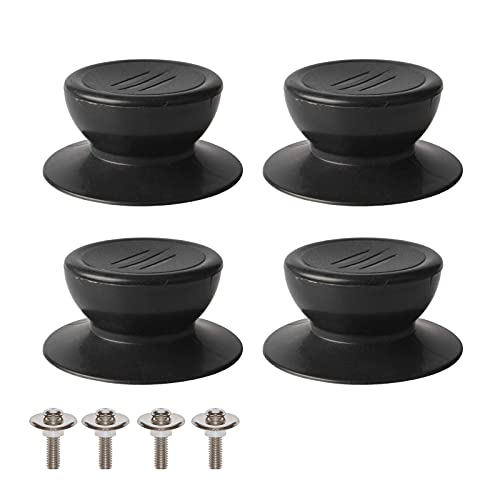 Quesuc 4-pack potdekselknoppen, universele keuken kookgerei deksel vervangende knoppen braadpan keteldeksel glazen steelpan deksel pot handvatten-zwart