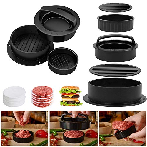 TWBEST Burgerpers, hamburgerpers Patty Maker, burgerpers, 3-in-1 hamburgerpers, voor perfecte hamburgers, patties of frikadellen, robuuste barbecue-accessoires