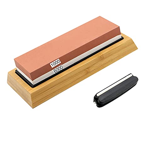 Sweetone Slijpsteen, Messenslijper Stone Kit, 2-in-1 professionele slijpsteen voor messen met korrel 1000/6000, Met Anti-slip Siliconenhouder, voor keukenmes/zakmes/lemmet