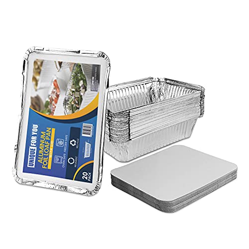 Unique for you Aluminium Schalen met Deksels - Robuuste Wegwerpschalen voor Barbecue & Warmhouden - Recycleerbare Lekbakken, Rechthoekig - 21x14x4 cm, 750 ml, 20 st.