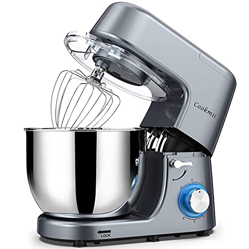 Cookmii Keukenmachine 1800W 7,2L Mixer Keukenmachine, Kneedmachine Professionele Deegmachine Roermachine Met Garde, Mixers, Haak Roestvrij Stalen Kom 6 Snelheden (Iron Gray)