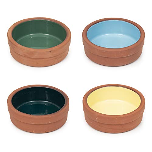 Terracotta Serveerschalen Set van 4 Ovale Schalen voor Tapas Vlees Kazen Lasagne Bananensplit Dessert Sushi - Serveerschaal Bakken Ovenschaal of Ramekin Gerechten - Spaanse Display en Ovenschaal