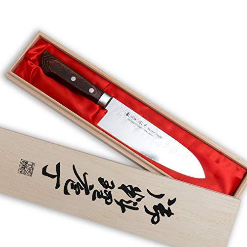 WERTA Pro Damastmes koksmes * scherp Santoku-mes met 18 cm lemmet * keukenmes voor de professional (17 cm lemmet, Made in Japan)