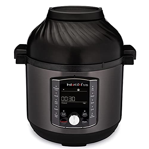 Instant Pot Pro Crisp 11-in-1 Elektrische Multi Cooker - Snelkookpan, Airfryer, Slow Cooker, Steamer, Griller, Dehydrator en Sous Vide Machine - Zwart Roestvrij Staal, 1500 W, 7.6L