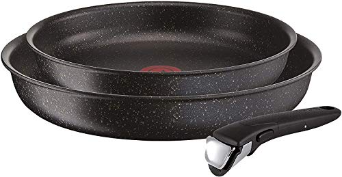 Tefal Ingenio Authentic, 3-delige koekenpannenset, 24 cm + 28 cm, afneembare handgreep, geschikt voor alle soorten fornuizen, inductie, antiaanbaklaag, ovenbestendig tot max. 250 °C, vaatwasmachinebestendig