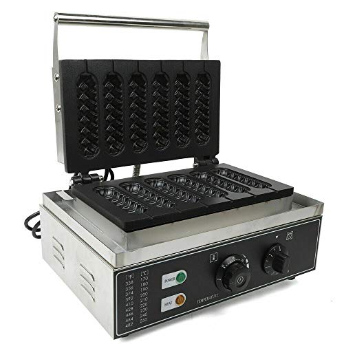 Commercieel roestvrij staal Hot Dog wafelmachine, anti-aanbaklaag, gemakkelijk te reinigen, geen aanbranden, verwarmings- en temperatuurcontrolelampje, 1500 W, 50 tot 300 graden Celsius + timer