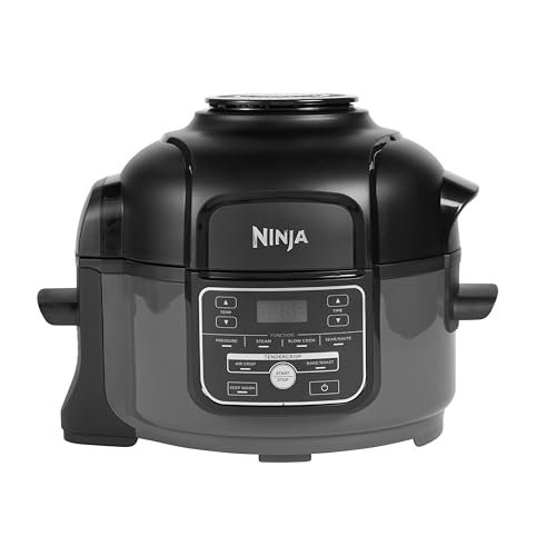 Ninja Foodi MINI 6-in-1 4,7L Multicooker, Snelkookpan, Airfryer, 6 Kookfuncties Inclusief Slow Cooking en Stomen, 1460W, Grijs/Zwart OP100EU