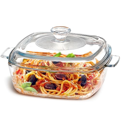 NUTRIUPS Glazen ovenschaal met deksel, 1,5 l 20 cm ronde glazen ovenschaal met deksel