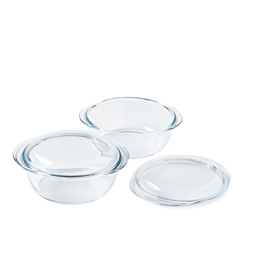 Pyrex® 4-in-1 collectie | stoofpan van borosilicaatglas | set van 2 | stoomkoken, snel en smakelijk koken, magnetron- en vaatwasmachinebestendig (set van 2 braadpannen 1,6 l)