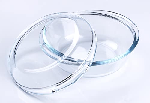 HUSANMP Ronde ovenschaal van gehard glas, 0,5 l glazen bakvorm met deksel voor oven, vriezer en vaatwasmachinebestendig