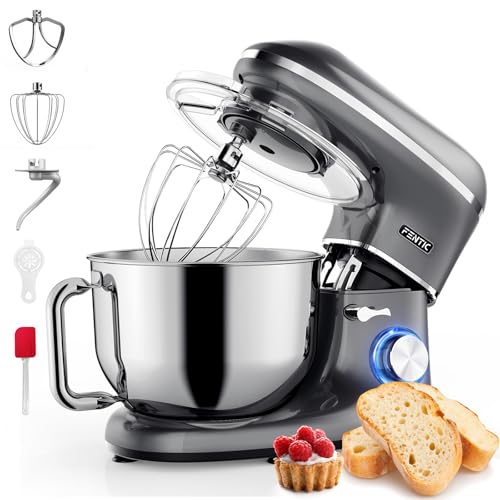 Fentic Keukenmachine - 2000W - RVS Mengkom (6,2 L) - Keukenrobot - Mixer met Garde, Deeghaak en Menghaak - Incl. extra Accessoires – Antraciet