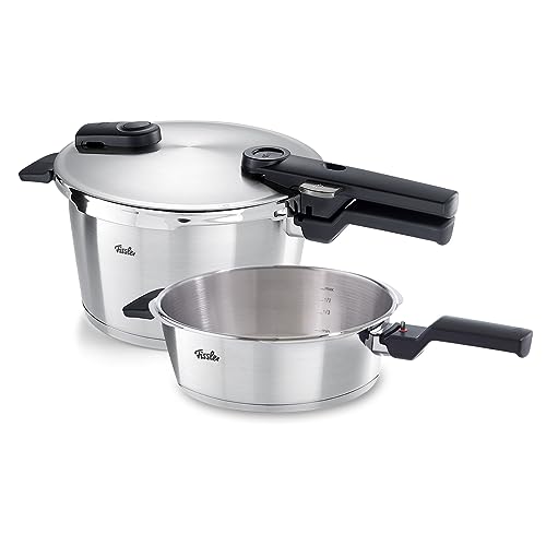 Fissler Vitaquick Premium Snelkookpannenset, 2-delig, Ø 22 cm (1 snelkookpan 4,5 l, 1 snelkookpan 2,5 L) – inductie