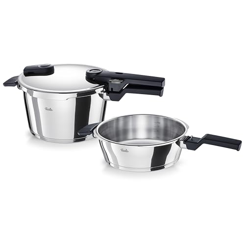 Fissler Vitaquick snelkookpannenset 3-delig (1 snelkookpan 4,5 l en 1 snelkookpan 2,5 l Ø 22 cm) inductie