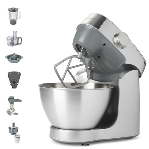 Kenwood Prospero+ KHC29A.R0SI Keukenmachine, 4,3 L roestvrijstalen kom, incl. 10-delige accessoireset met vleesmolen, glazenmixer, citruspers, sapcentrifuge en meer, incl. EasyWeigh-weegschaal, 1000