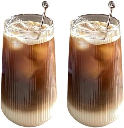 500 ml, set van 2 latte macchiato-glazen, cappuccino-koffieglazen, theeglazen, ijsbekers voor koude of warme dranken, koffieglazen voor cappuccino, latte, thee, ijsthee, ijsthee, Iced Americano