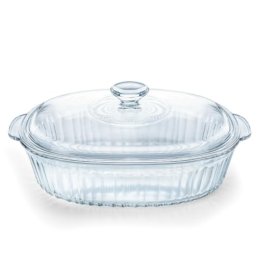 Luvan 2.8L/3Qt Glazen Ovenschaal met Deksel en Handvatten, Duidelijk Loodvrij Glas Bakplaat, Oven- en Magnetronbestendig, Geschikt voor Marineren, Bakken en Koken