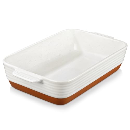 MALACASA Serie Tara, grote ovenschaal, 35 x 23,8 x 8,7 cm, 4,5 l, rechthoekige bakvorm van aardewerk, krasbestendig en robuust, ovenvorm voor lasagne, tiramisu, ovenschotels en meer