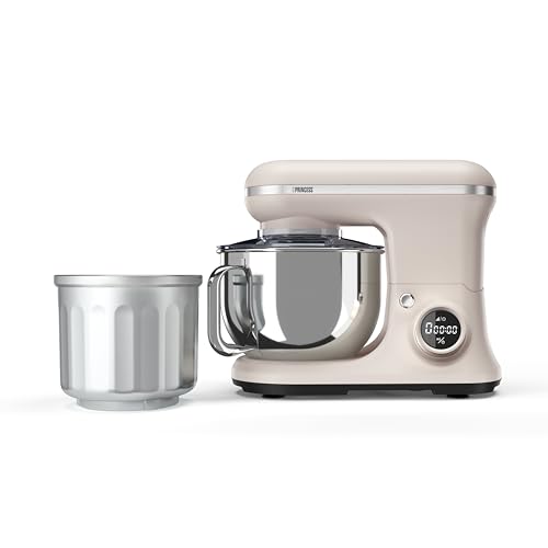 Princess Keukenmachine, 5L RVS Kom, 8 Snelheden, Digitale Bediening, Ijsmaker, 1200 W, BPA-vrij, Antislipvoetjes, Vaatwasserbestendig, 220138