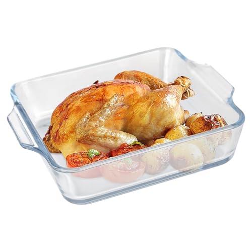 Kleine ovenschaal 0,8 l, glazen ovenschaal, vierkante kleine ovenschaal voor 1 persoon, hittebestendig glas, ovenbestendig, magnetronbestendig