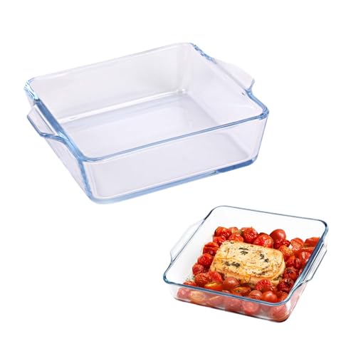 MINZHI Glazen ovenschaal van borosilicaatglas, kleine glazen ovenschaal van borosilicaatglas, geschikt voor magnetron, oven, koelkast, vaatwasser, 15 x 13 x 4 cm