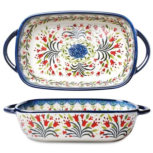 Kleine ovenschaal van keramiek, keramische ovenschaal met handvat, keramische ovenschaal, rechthoekige lasagneborden van keramiek voor lasagne, Tiramisu, ovenschaal, 23,5 x 13,5 cm