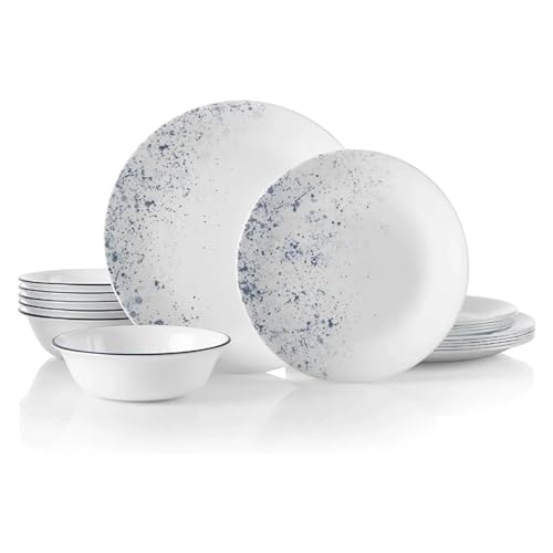 LLSHQ 18-delige voor 6 serviesgoed Set lichtgewicht ronde borden en kommen set Family Hotel servies